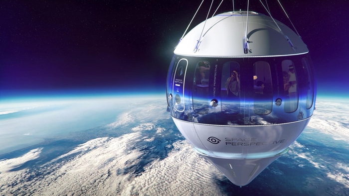미국 기업 스페이스 퍼스펙티브가 내년부터 정식으로 운영하는 관광용 우주 캡슐 ‘넵튠’의 비행 상상도. 고도 30㎞까지 상승한다. 스페이스 퍼스펙티브 제공